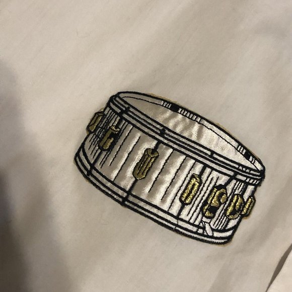 womens button down shirt band instruments small vintage saxophone drum piano - Picture 5 of 10